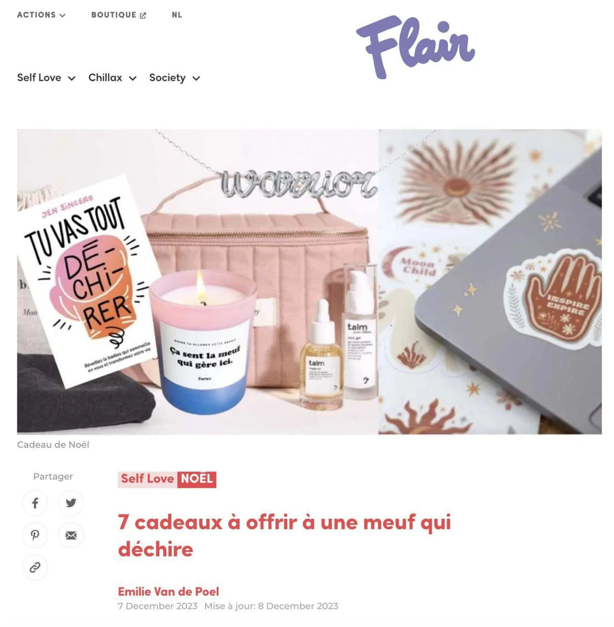 Article de Flair « 7 cadeaux à offrir à une meuf qui déchire », avec une bougie Fortes Image