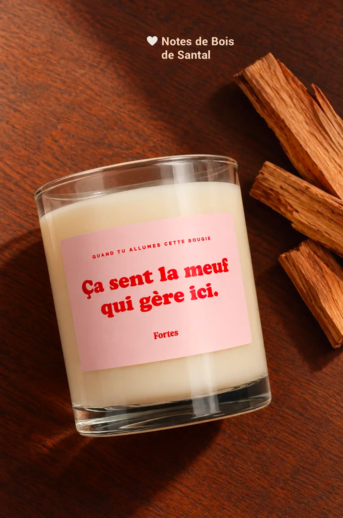 Tu gères meuf - La Bougie Bois de Santal Coulée en France