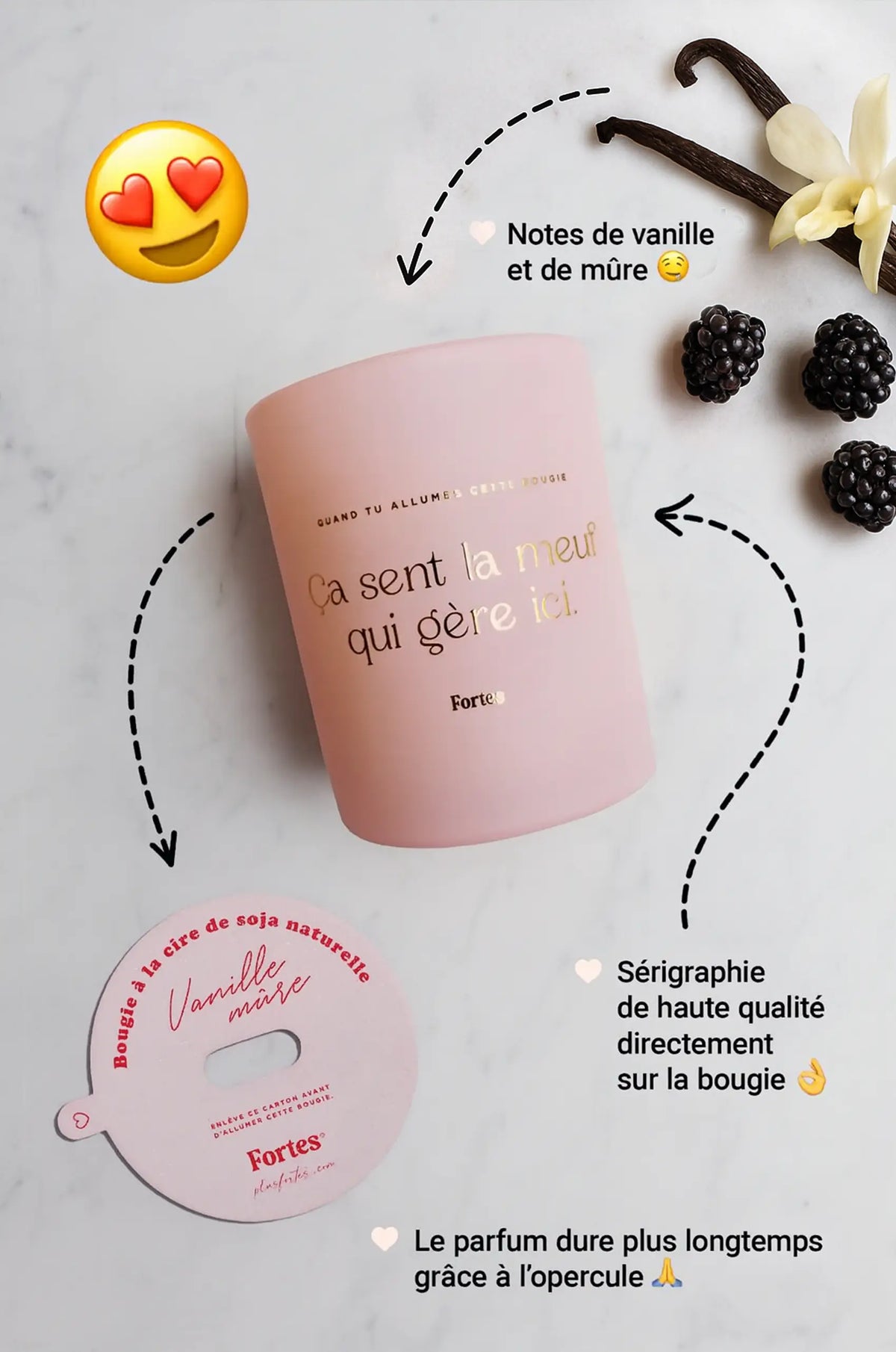 Tu gères meuf - La Bougie Gold Vanille Mûre