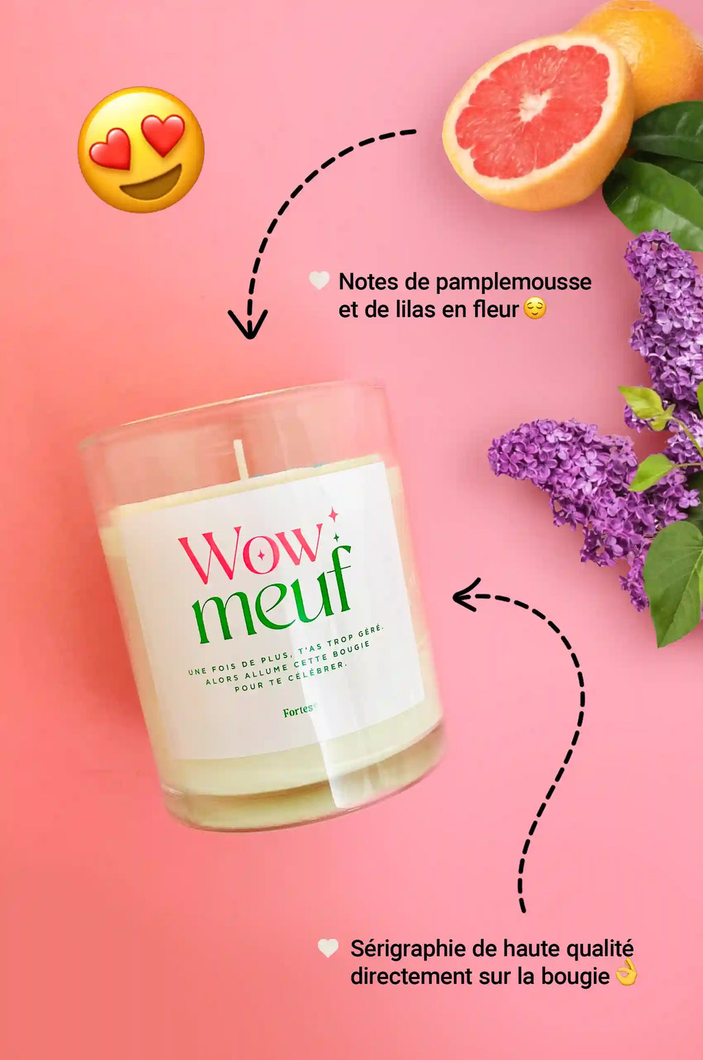 Wow Meuf - La Bougie Pamplemousse & Lilas
