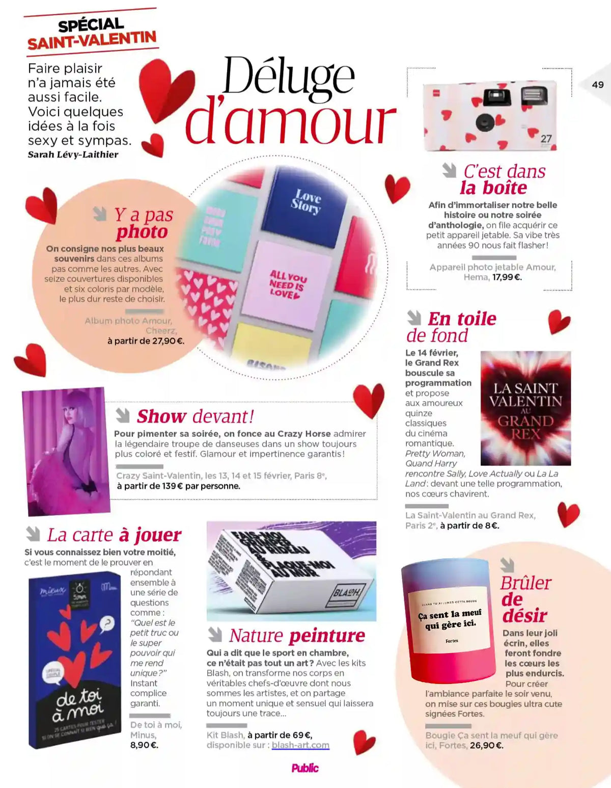 Page Saint-Valentin du magazine Public présentant une bougie Fortes dans la sélection « Déluge d’amour » Image